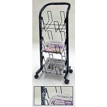 BLACK THREE-TIER NEWSPAPER DISPLAY RACK 21-679