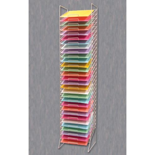 WHITE WIRE 30-SLOT PAPER SHELVES 12"X12" 21-690